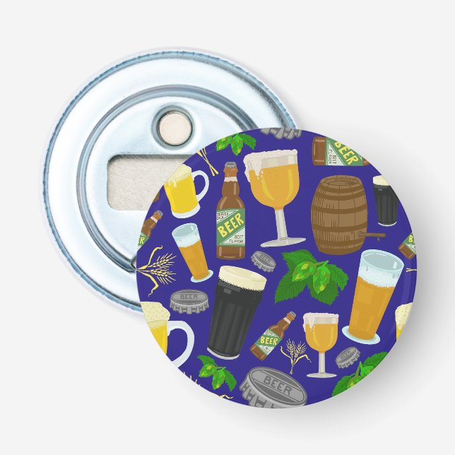 Beer Glass Bottle Hops and Barley Pattern 2 Opener (Front)