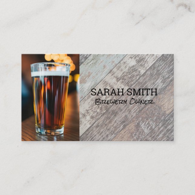 Beer Glass | Brewery | Rustic Business Card (Front)