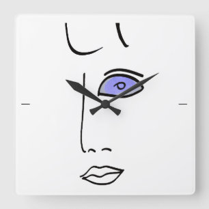 Beer Glass Eyes. Square Wall Clock