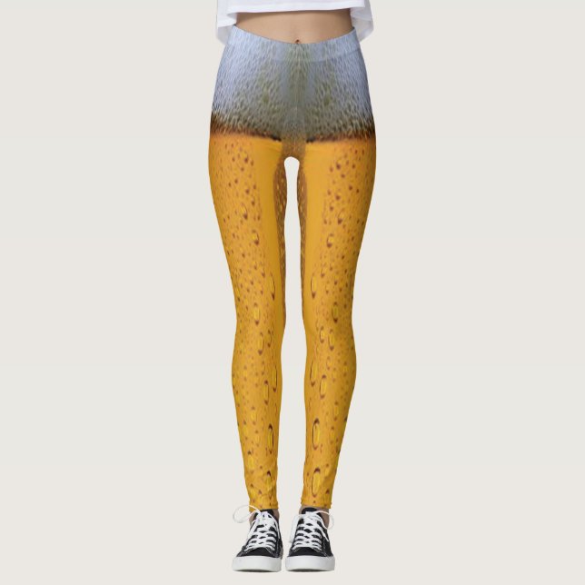 Beer Glass Foaming Beer Leggings (Front)