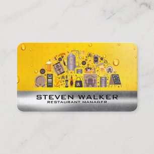 Beer Glass Logo Froth Brewery Restaurant Business Card