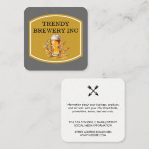 Beer Glass of Beer with Wheat Square Business Card