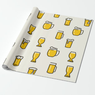 Beer Glass Pattern Wrapping Paper