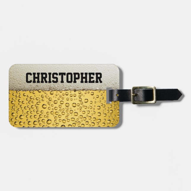 Beer Glass Personalise Luggage Tag (Front Horizontal)