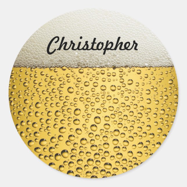 Beer Glass Personalise Photo Classic Round Sticker (Front)
