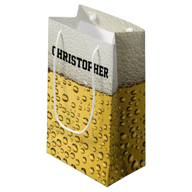 Beer Glass Personalise Small Gift Bag (Front Angled)