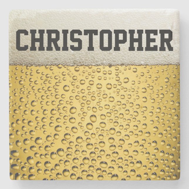 Beer Glass Personalise Stone Coaster (Front)
