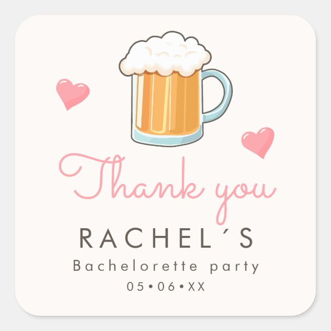 Beer glass thank you square sticker (Front)
