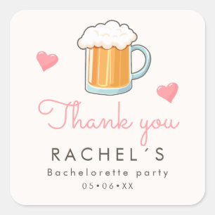 Beer glass thank you square sticker