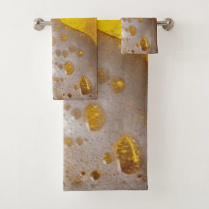 Beer Glass with Bubbles and Foam Bath Towel Set