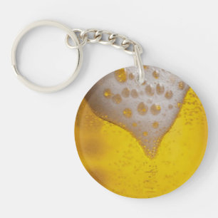 Beer Glass with Bubbles and Foam Key Ring