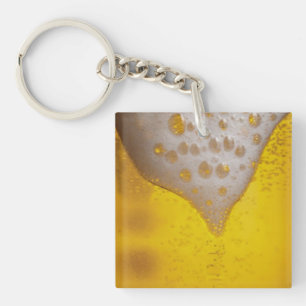 Beer Glass with Bubbles and Foam Key Ring