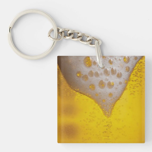 Beer Glass with Bubbles and Foam Key Ring (Front)