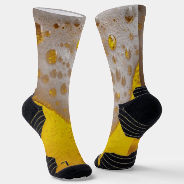 Beer Glass with Bubbles and Foam Socks (Angled)