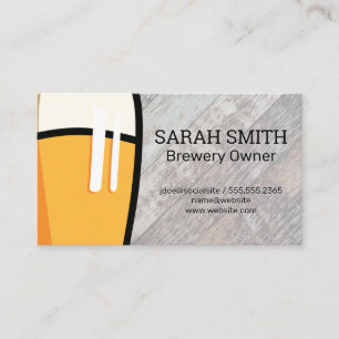 Beer Glass   Wooden Boards Background Business Card