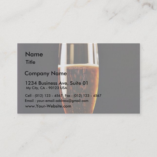 Beer Glasses Bubbles Business Card (Front)