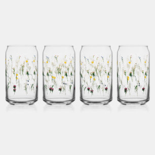 Beer Glasses, Mugs & Steins floral pattern design Can Glass