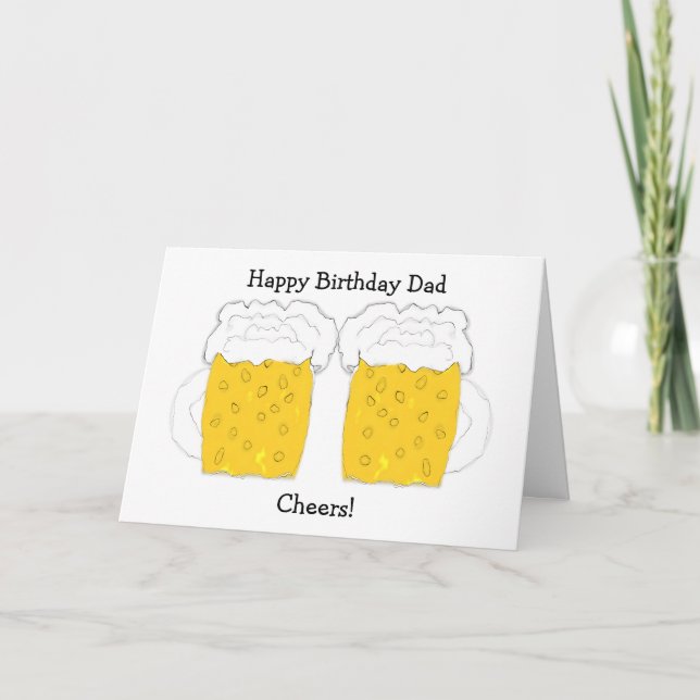 Beer Glasses Personalised Dad Birthday Card (Front)
