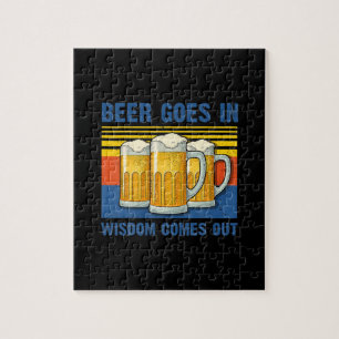 Beer Goes In Wisdom Comes Out Vintage Birthday Jigsaw Puzzle
