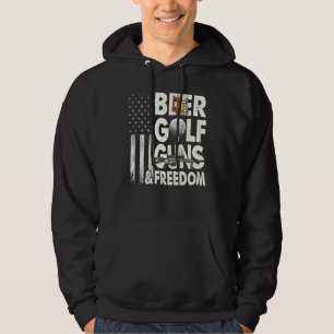 Beer Golf Guns And Freedom American Flag Drinking Hoodie