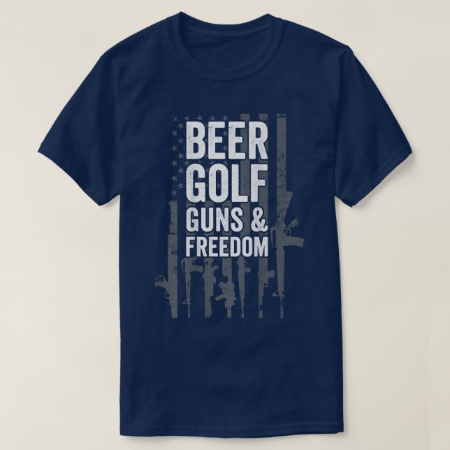 Beer Golf Guns & Freedom  USA Pro Guns Golf Player T-Shirt (Design Front)