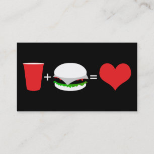 beer + hamburger = love business card