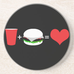 beer + hamburger = love coaster