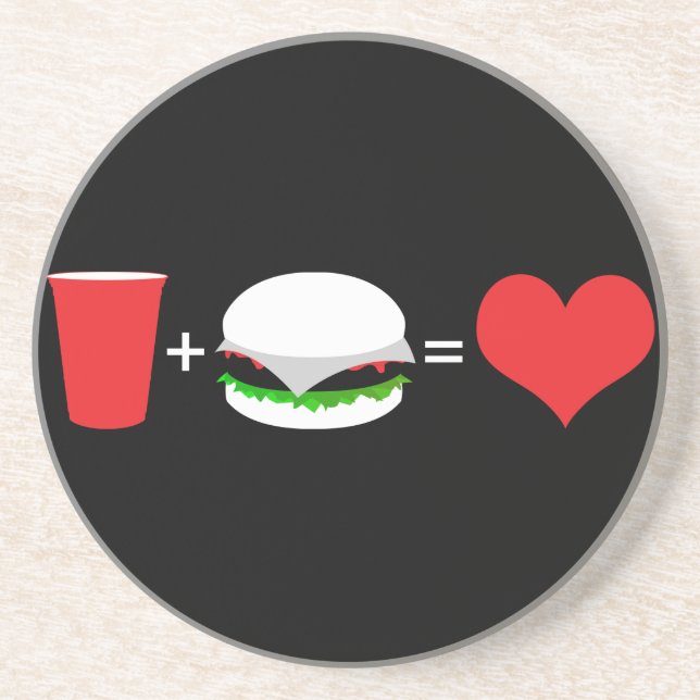 beer + hamburger = love coaster (Front)