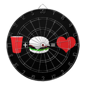 beer + hamburger = love dartboard