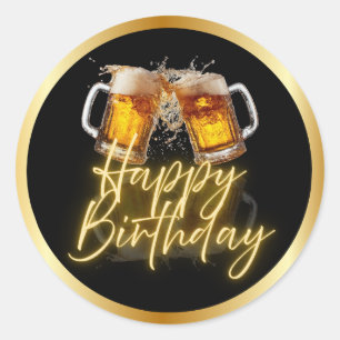Beer Happy Birthday Stickers