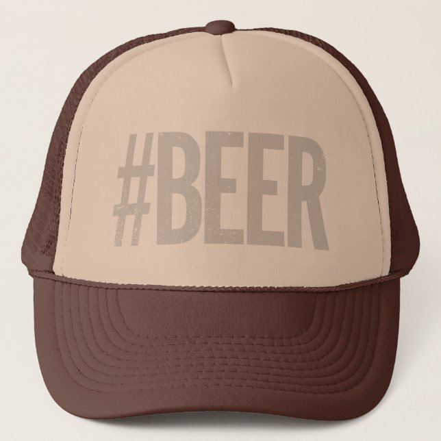 Beer Hashtag Funny Vintage Distressed Type Trucker Hat (Front)