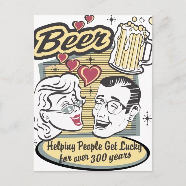 Beer Helping People Get Lucky Postcard (Front)