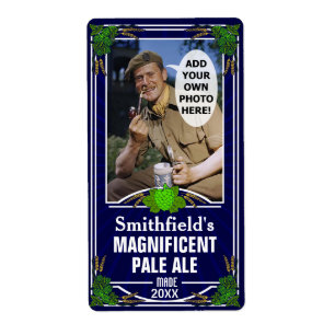 Beer Hops Custom Photo Blue Homebrewing Bottle