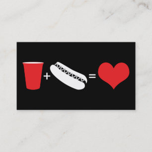 beer + hot dogs = love business card