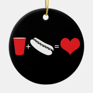 beer + hot dogs = love ceramic tree decoration