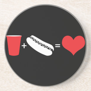 beer + hot dogs = love coaster