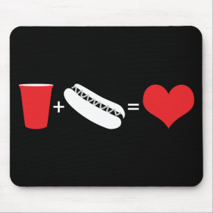 beer + hot dogs = love mouse mat