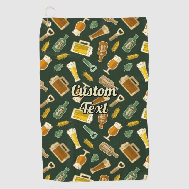 Beer Icons Pattern Golf Towel (Front)