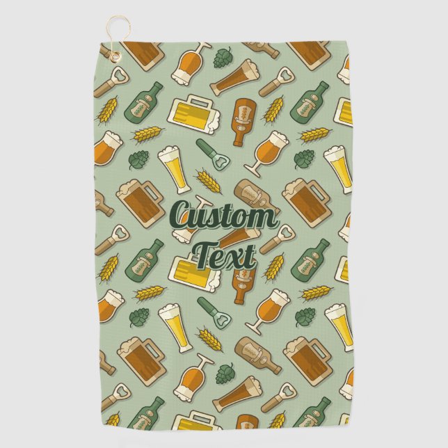 Beer Icons Pattern Golf Towel (Front)