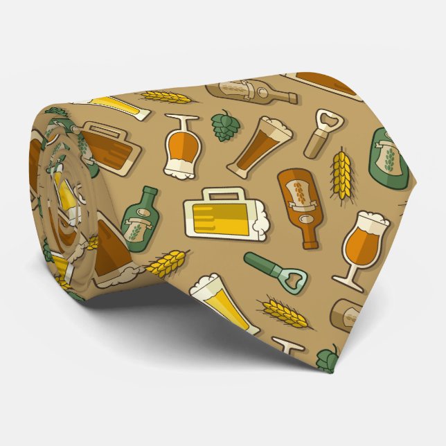 Beer Icons Pattern Neck Tie (Rolled)