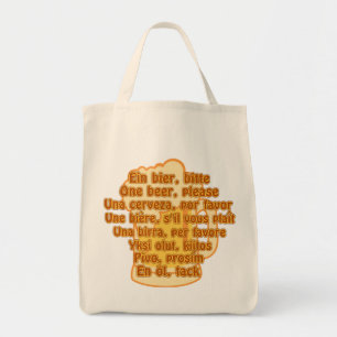 BEER in languages bag - choose style & colour