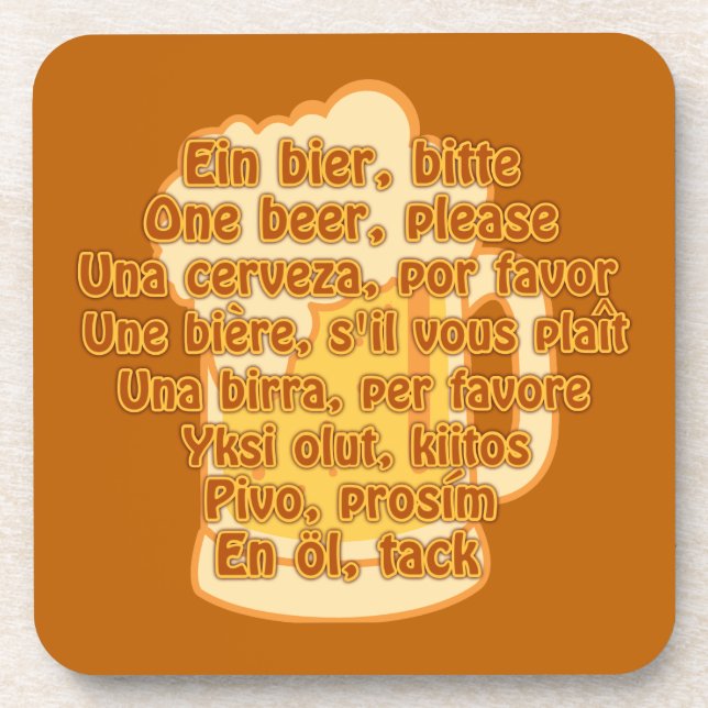 BEER in languages custom coasters (Front)