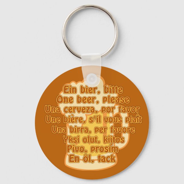 BEER in languages custom key chain (Front)