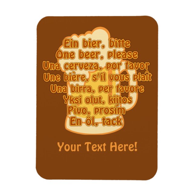 BEER in languages custom magnet (Vertical)