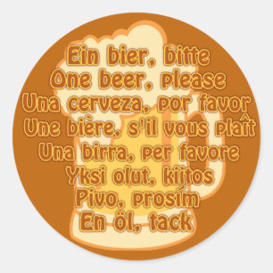BEER in languages custom stickers