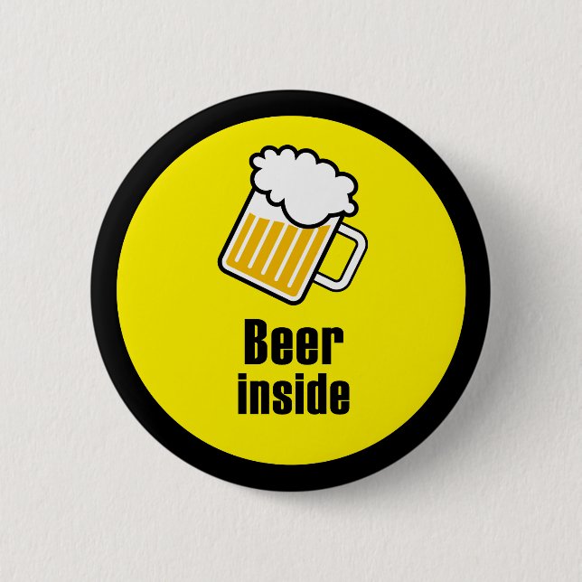 Beer inside 6 cm round badge (Front)