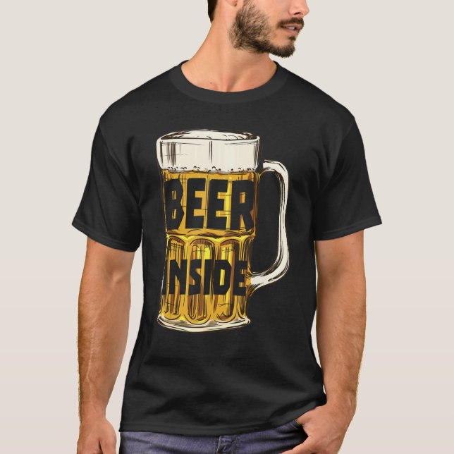 Beer Inside Beer Mug Lettering In Outfit Colour Be T-Shirt (Front)