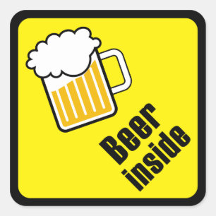 Beer inside square sticker