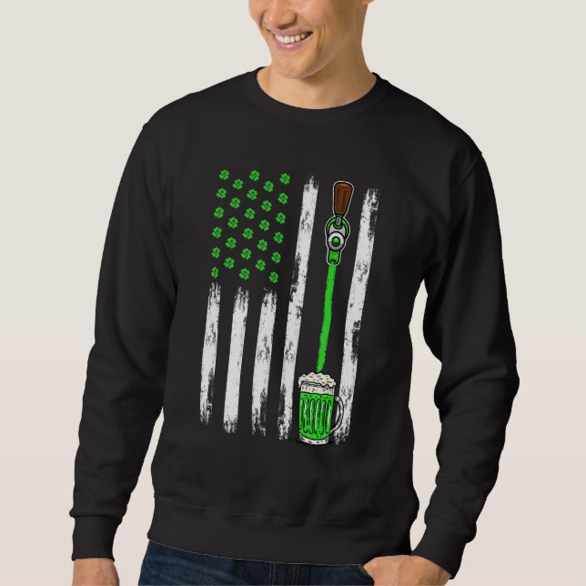 Beer Irish American Flag Shamrock St Patrick S Day Sweatshirt (Front)