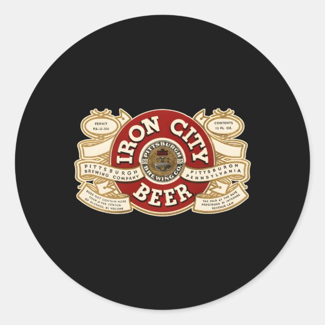 Beer Irons City Pittsburgh Beer Classic Round Sticker (Front)